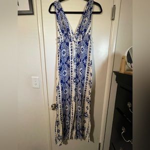 White and blue maxi dress